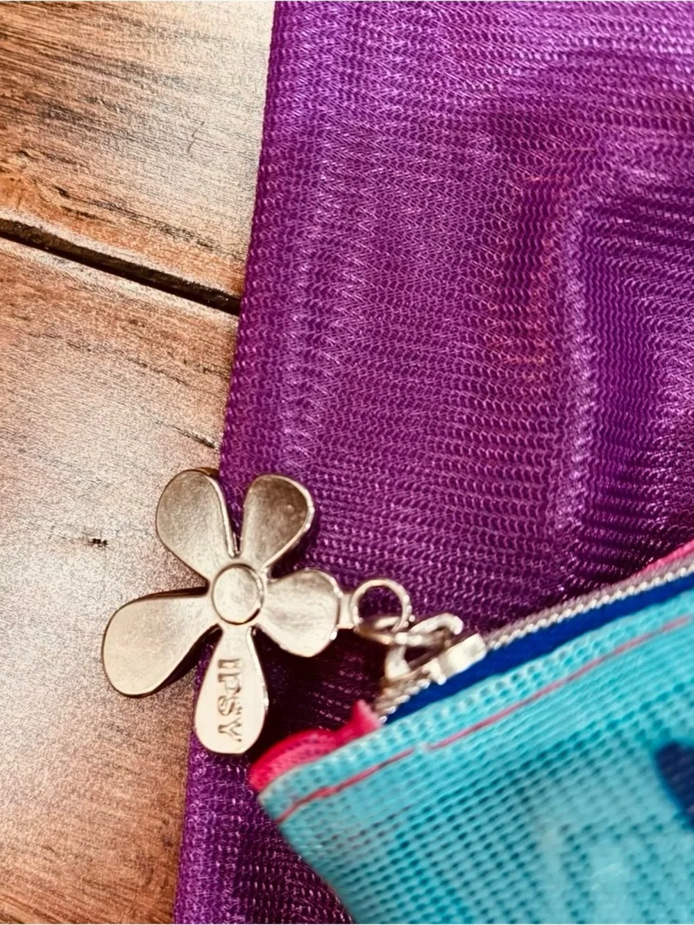 IPSY Glam Purple & Floral Mesh Cosmetic Bags